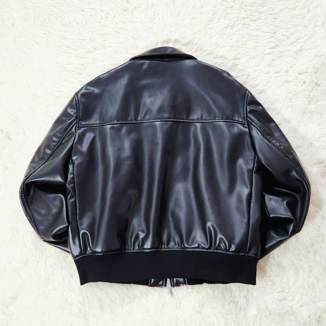 ZARA ザラ フェイクレザーボンバージャケット ダブルジップ メンズ 黒 XL