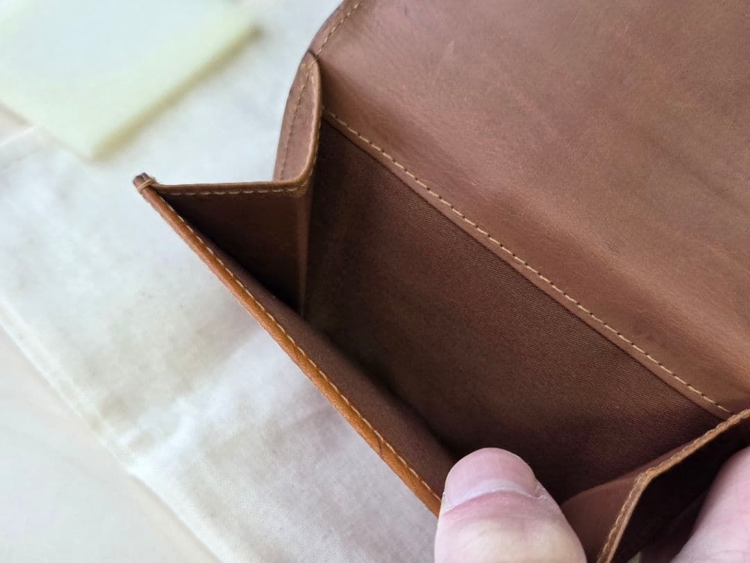 ゲンテン　エクバターナ　三つ折り財布　コニャック