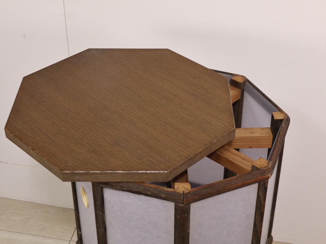 BK269　昭和レトロ　木製　八角　行燈　ライト　行灯　照明