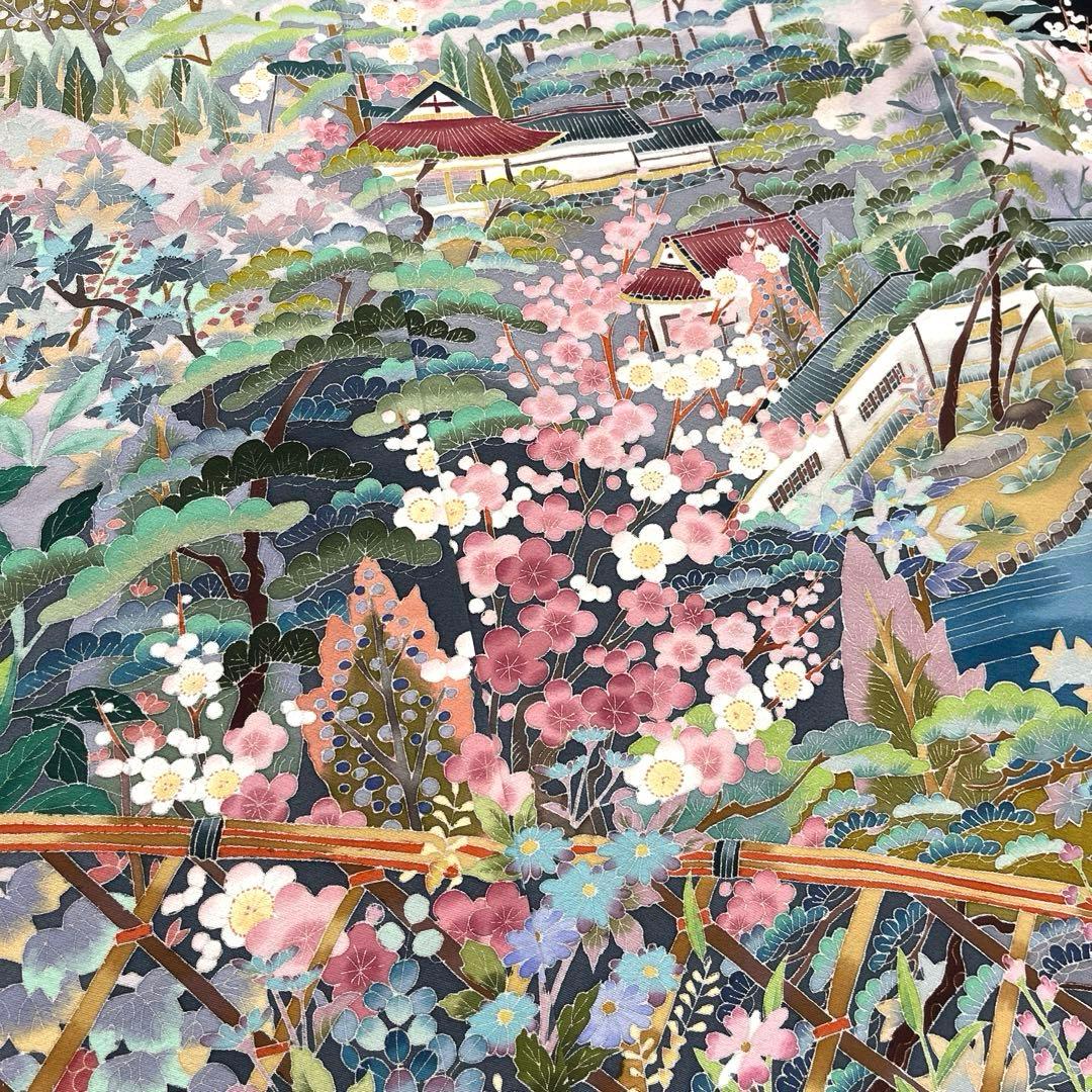 正絹 本加賀友禅 江戸褄 池辺り 佐藤潤