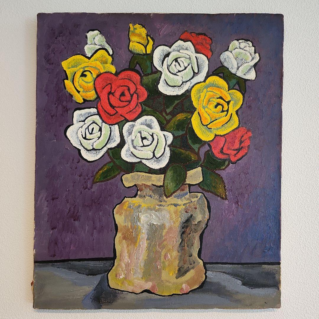 田渕眞兒　油絵　油彩　薔薇シリーズ　花　No.9