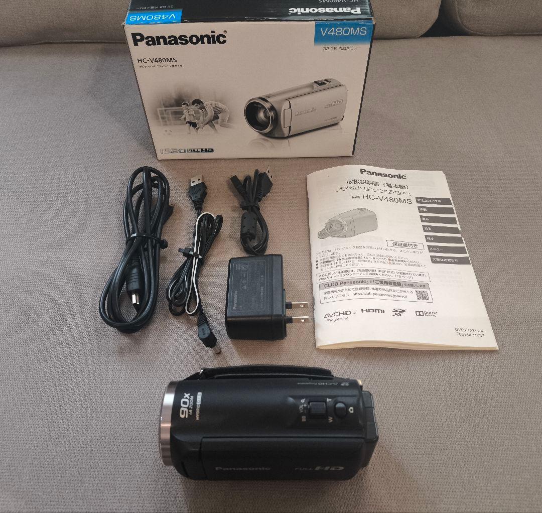 極美品】パナソニック HC-V480MS-K　ビデオカメラ　ブラック