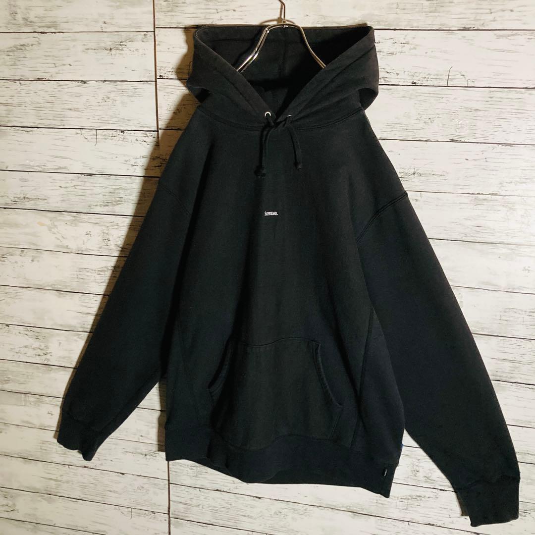 【オーバーサイズ】シュプリーム☆センターマイクロ刺繍ロゴ　パーカー　正規品鑑定済