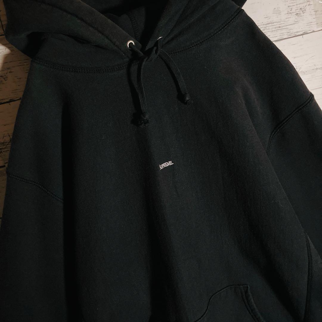 【オーバーサイズ】シュプリーム☆センターマイクロ刺繍ロゴ　パーカー　正規品鑑定済