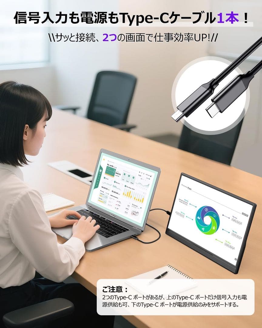 モバイルモニター 15.6インチ フルHD キックスタンド型&保護カバー 薄型