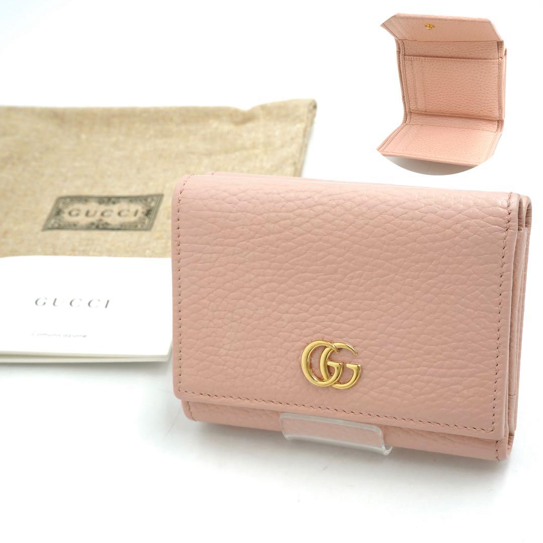 ✨新品未使用✨　GUCCI ミニ財布　マーモント GGロゴ 　三つ折り ピンク
