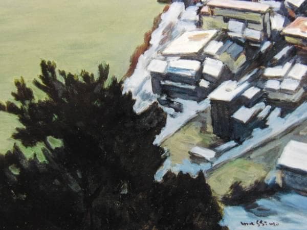 真下慶治、【左沢の最上川】、希少・大判豪華画集画、新品高級額・額装付、