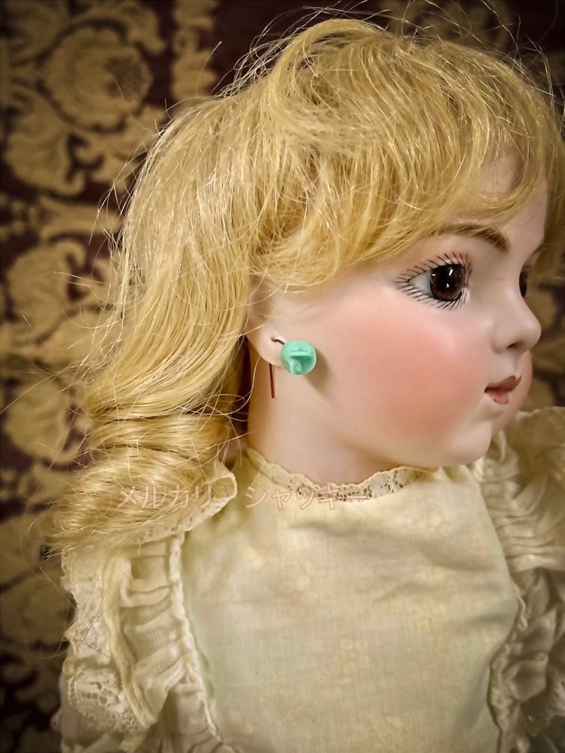 アンティーク★ムラーノガラス・ターコイズ鈴蘭★ドールピアス イヤリング★フランス