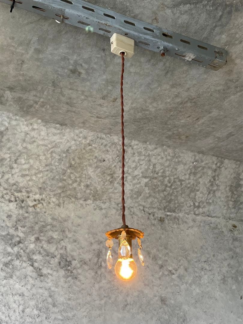 b14. フランス アンティーク ブロンズシェード　ミニシャンデリア　ランプ