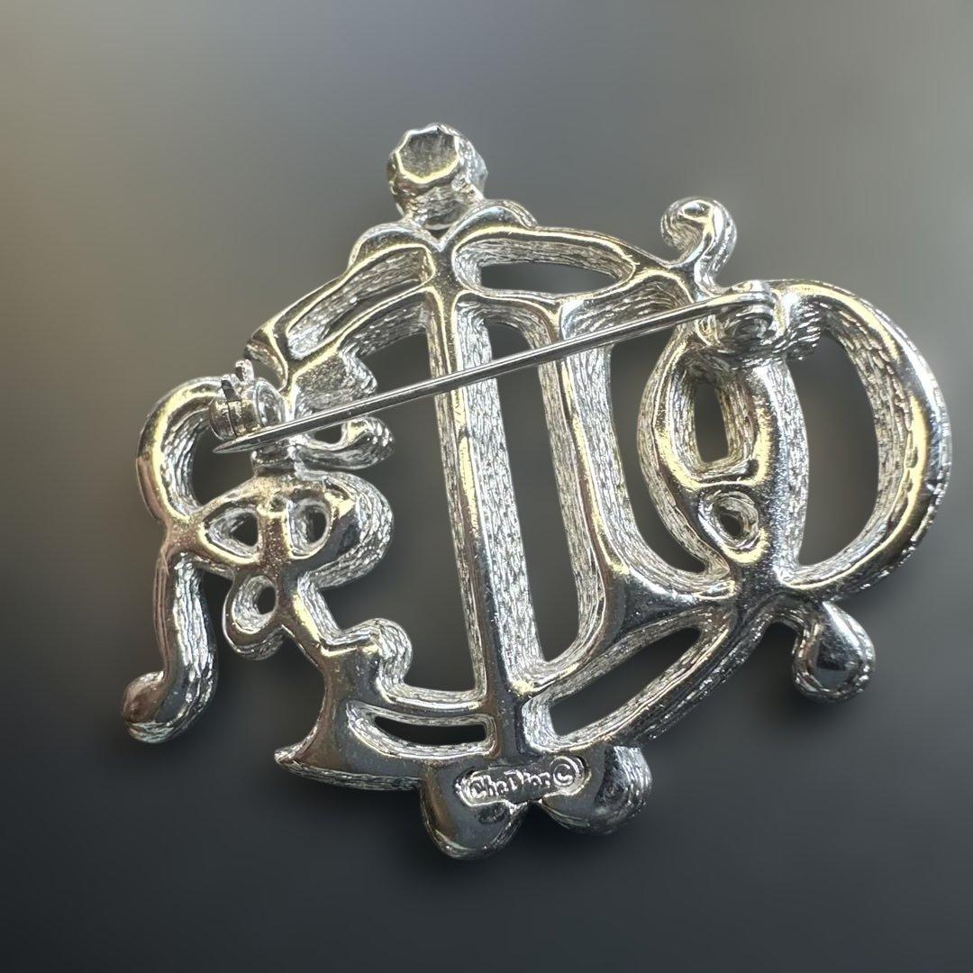 【vintage】ディオール　ラインストーン　エンブレム　ロゴブローチ