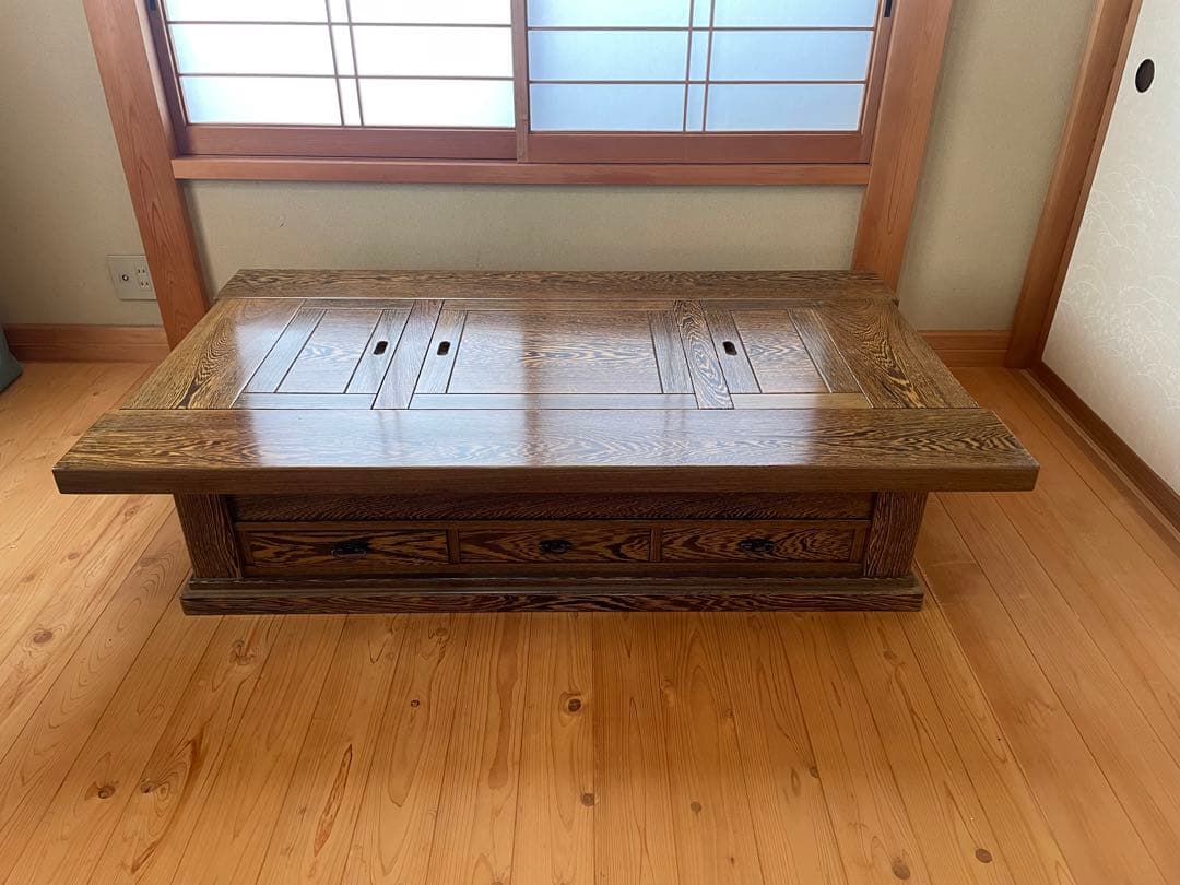 囲炉裏テーブル 火鉢 無垢材 昭和レトロ 大きめ