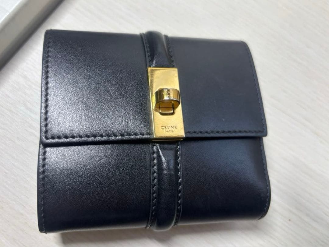 Celine 黒 レザー 三つ折り財布