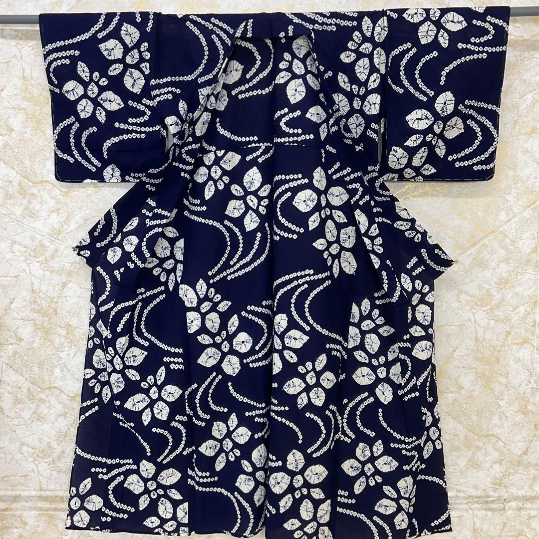 厳選◆夏物浴衣◆未使用同然◆有松鳴海絞り木綿◆総手絞り◆仕付け裄69丈161.5