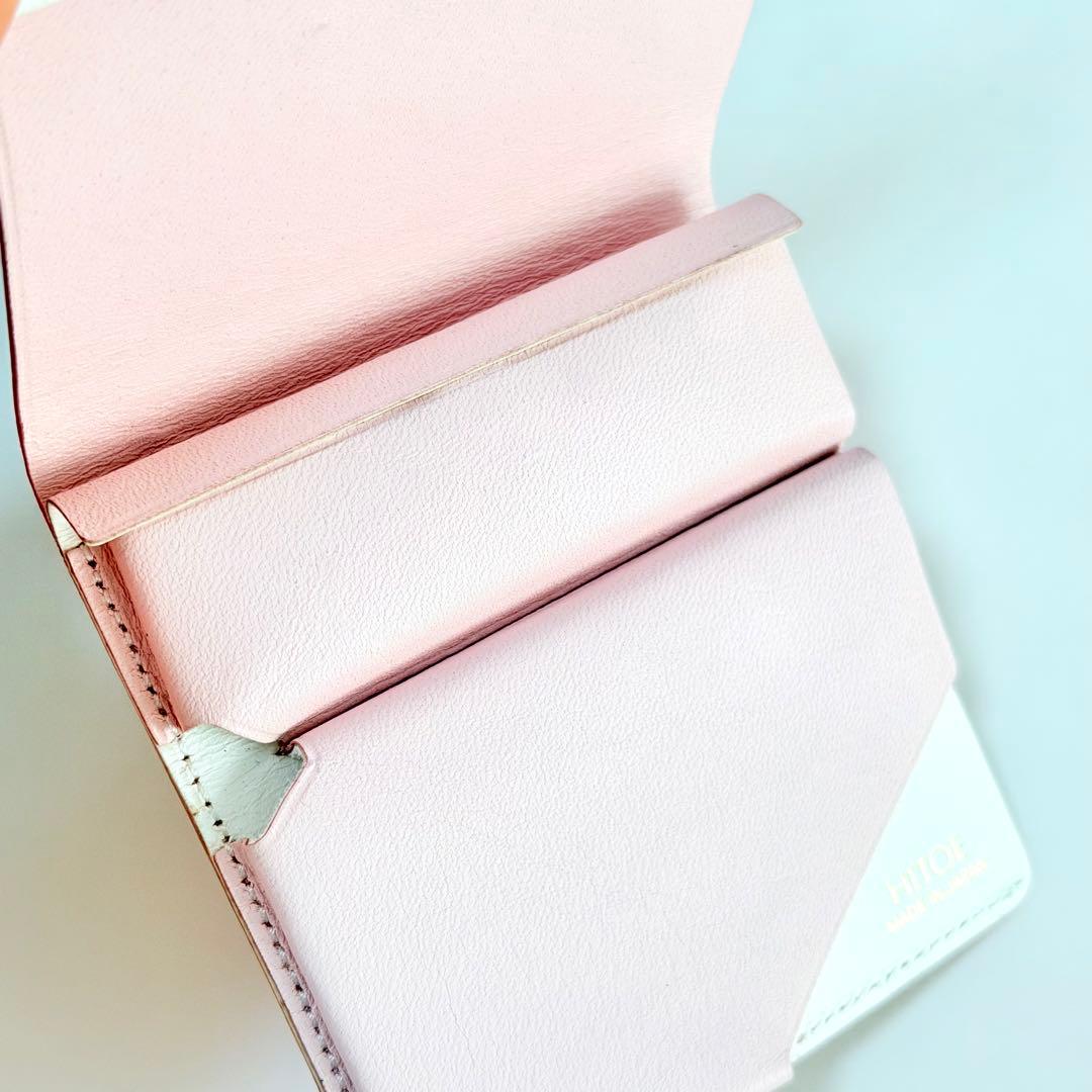 【美品】SYRINX Hitoe Fold Aria 折り財布 ピンク レザー