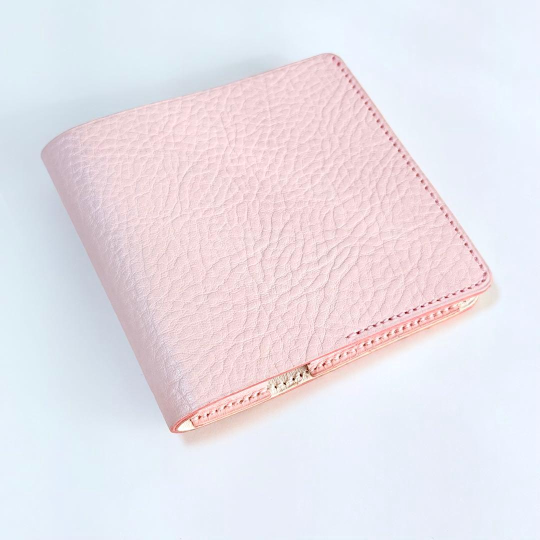 【美品】SYRINX Hitoe Fold Aria 折り財布 ピンク レザー