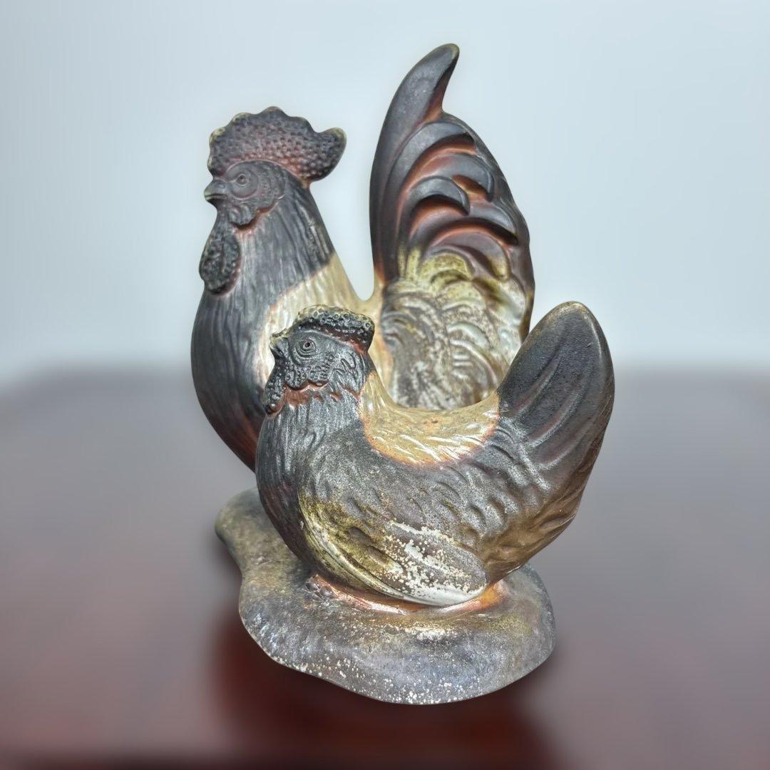 備前焼　干支　酉　縁起物　置物　供箱