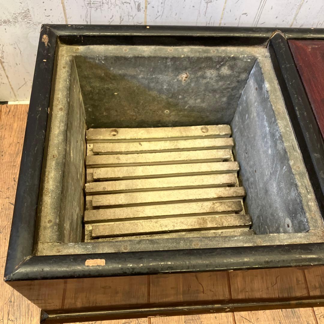 昭和レトロ 木製 火鉢 長火鉢 箱火鉢 囲炉裏 骨董 古道具 古民具 ビンテージ