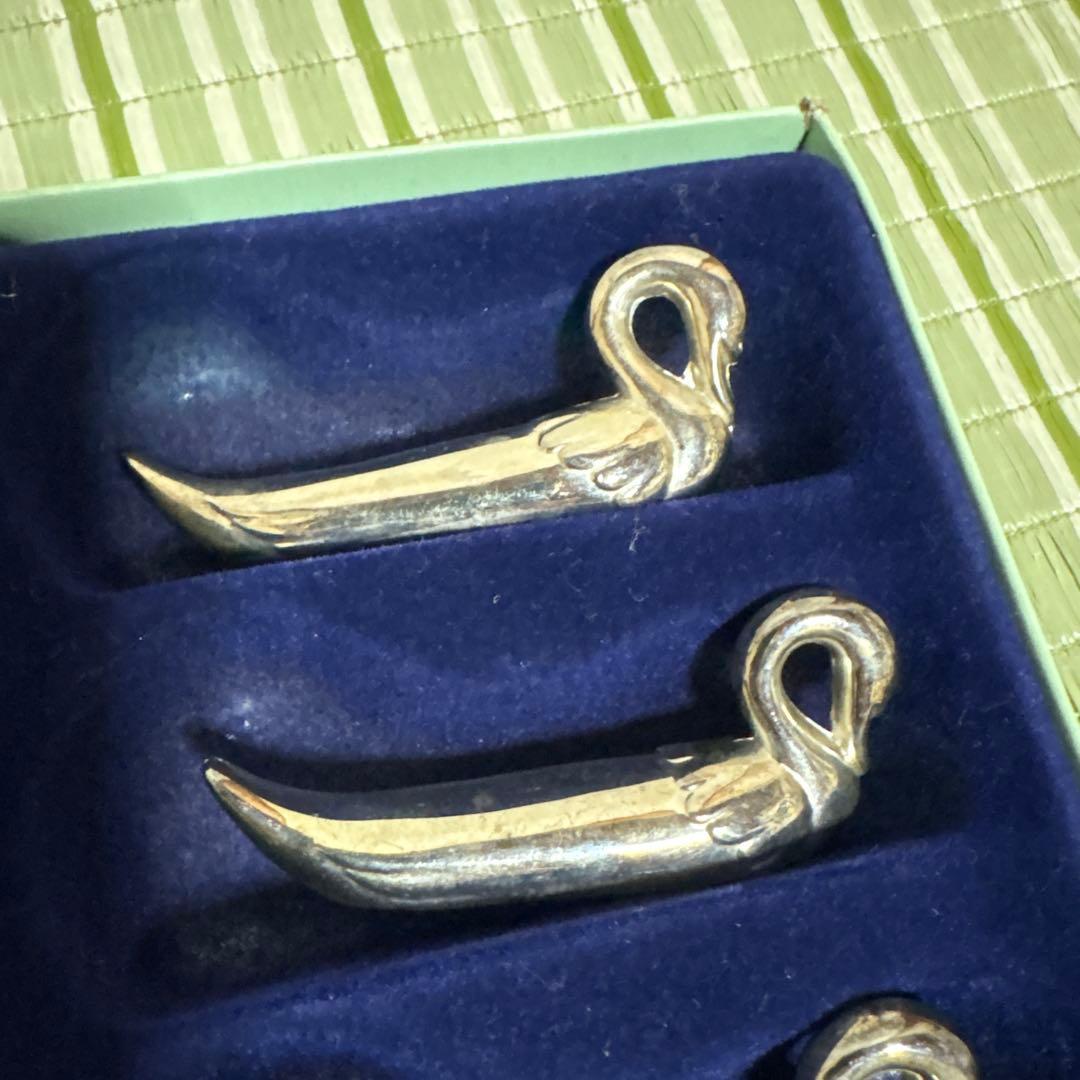 フランス　スワン　白鳥　カトラリーレスト　シルバープレート　6個セット