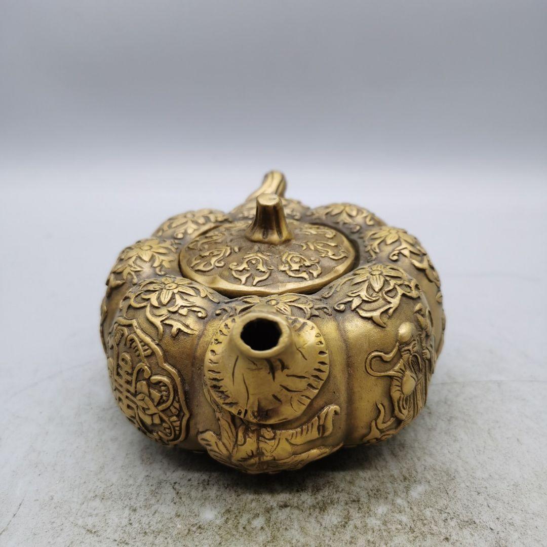 銅製 八仙提手茶壺 茶道具 香道具 装飾品 工芸品 美術品 置物