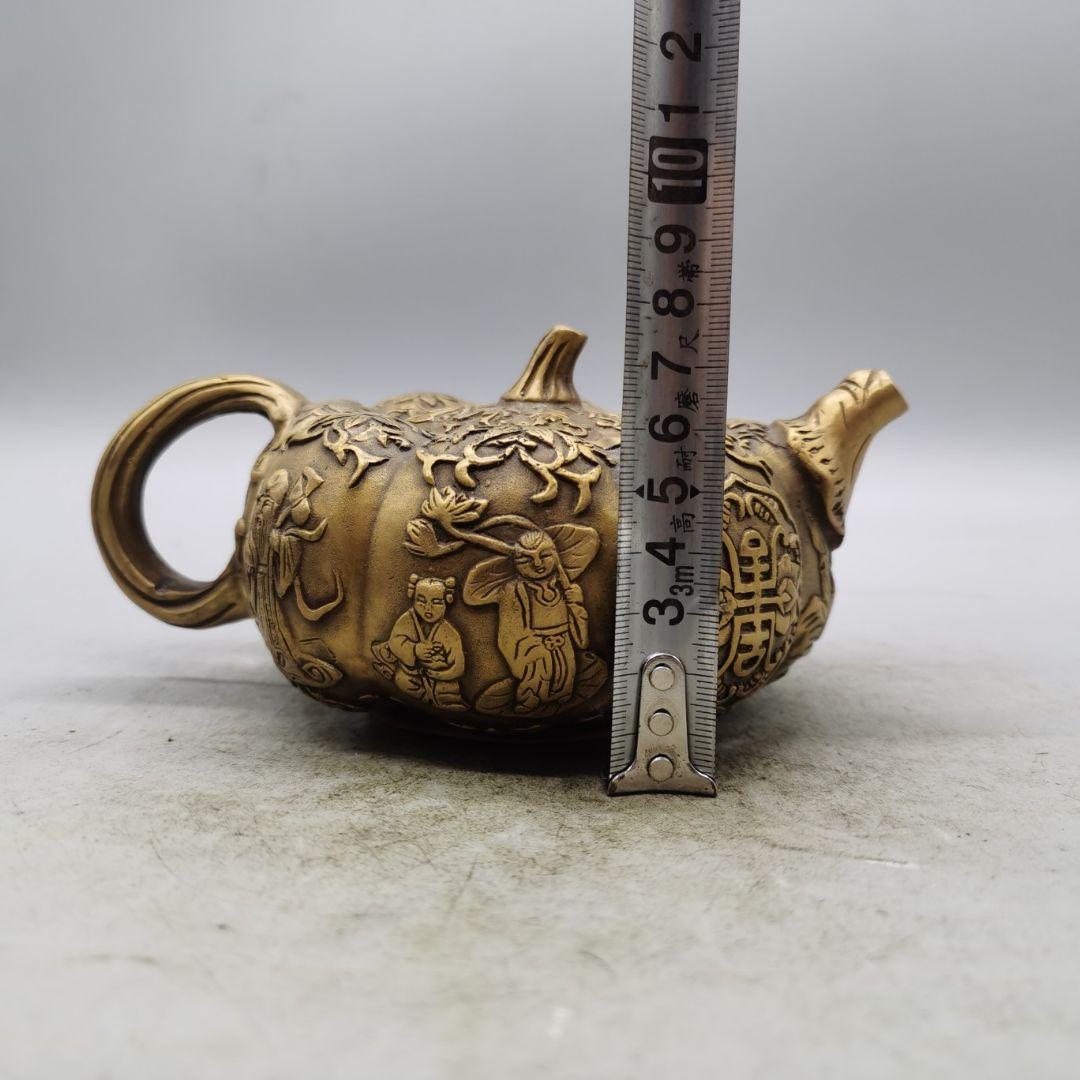 銅製 八仙提手茶壺 茶道具 香道具 装飾品 工芸品 美術品 置物