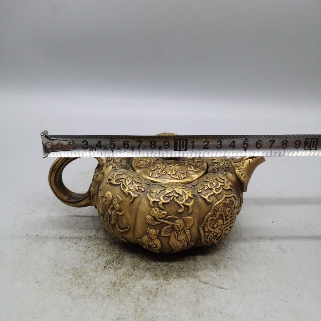 銅製 八仙提手茶壺 茶道具 香道具 装飾品 工芸品 美術品 置物