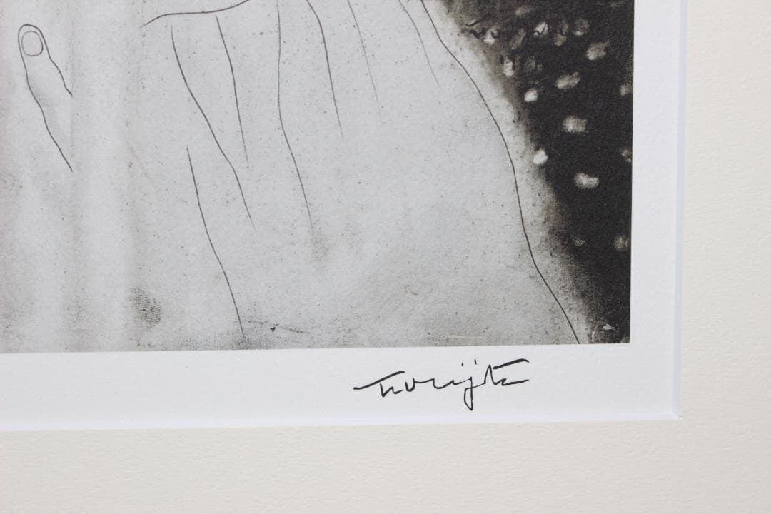 藤田嗣治 エスタンプリトグラフ「白い頭巾の少女」販売証明書付き 8/75