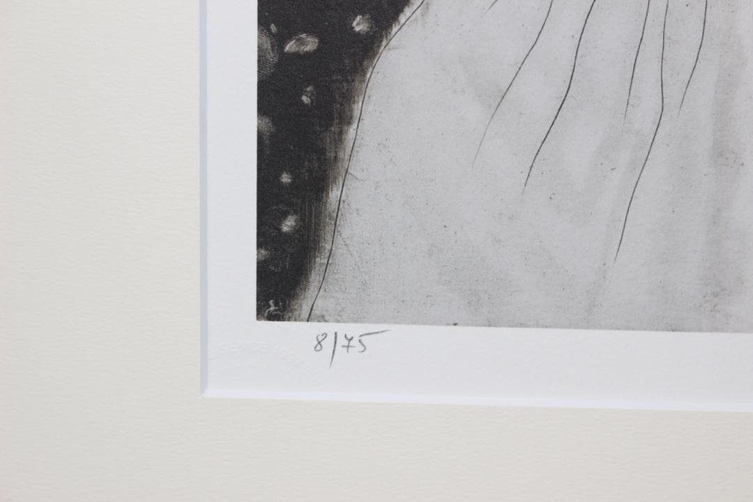 藤田嗣治 エスタンプリトグラフ「白い頭巾の少女」販売証明書付き 8/75