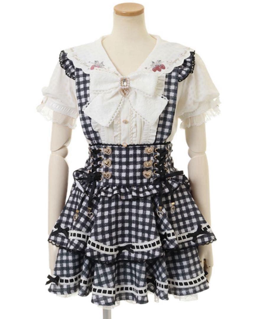 LIZLISA はしごリボンギンガムティアードスカパン ブラック