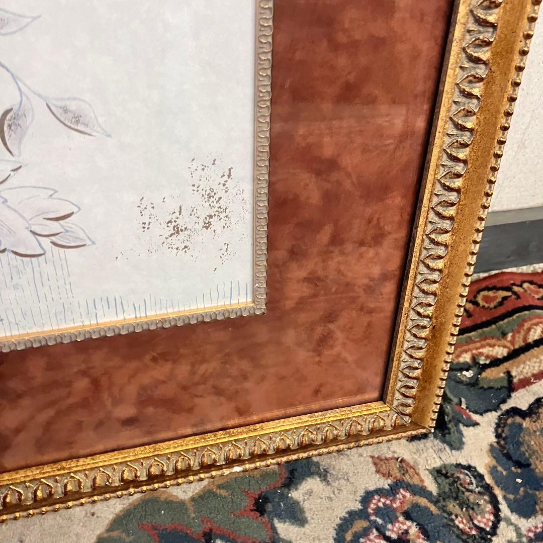 大型絵画 アンティーク 金縁 フラワーポット オブジェ アート 芸術美術 壁掛け