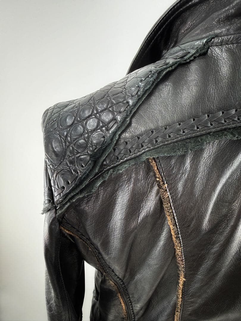 【特注品】14thaddiction レザージャケット クロコダイル調 革ジャン