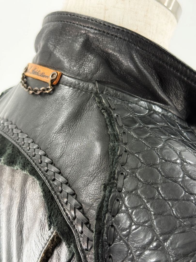 【特注品】14thaddiction レザージャケット クロコダイル調 革ジャン