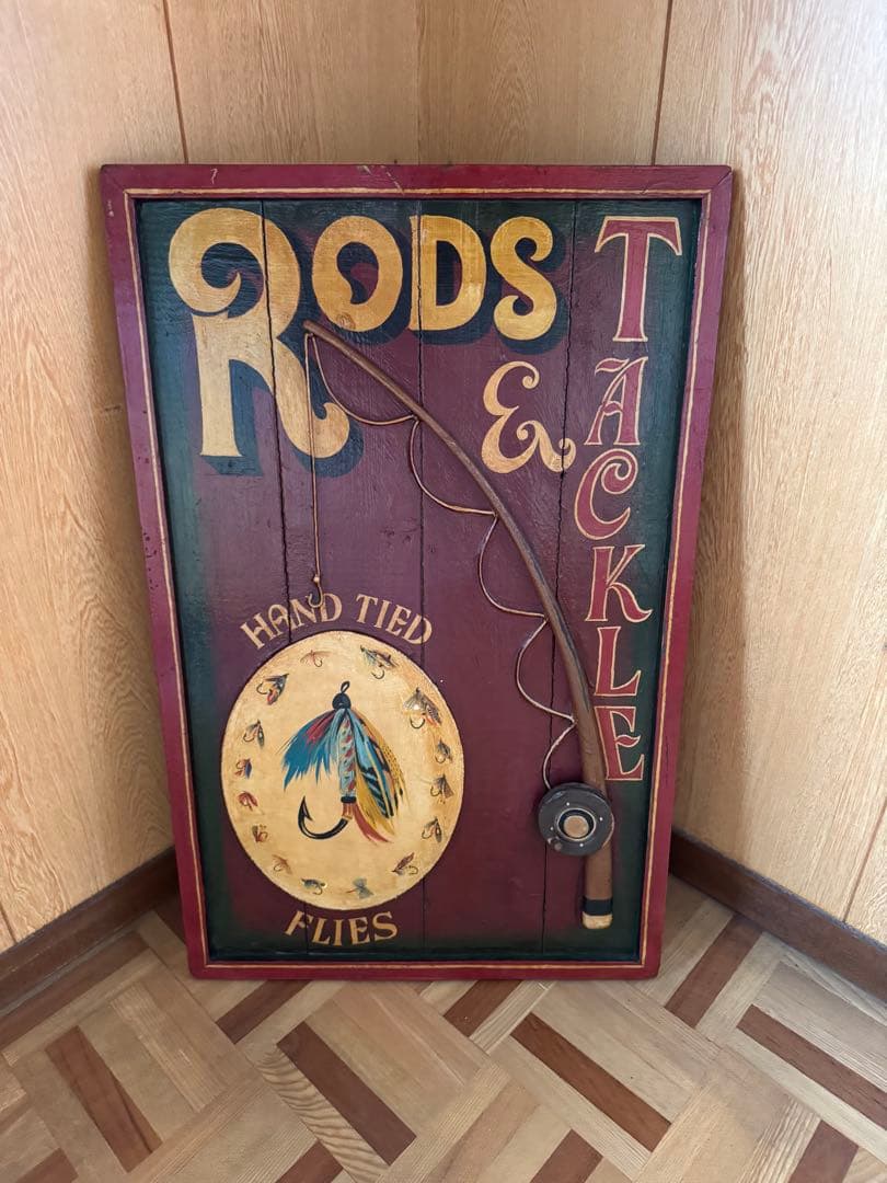 ヴィンテージ 釣り具 木製立体アート