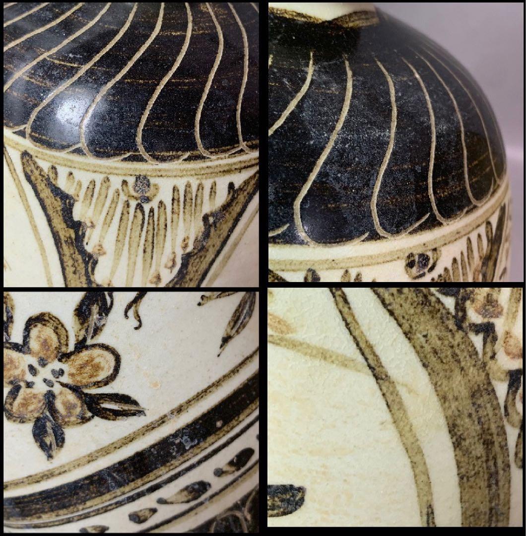 中国 花鳥蝶の絵瓶　u6230906