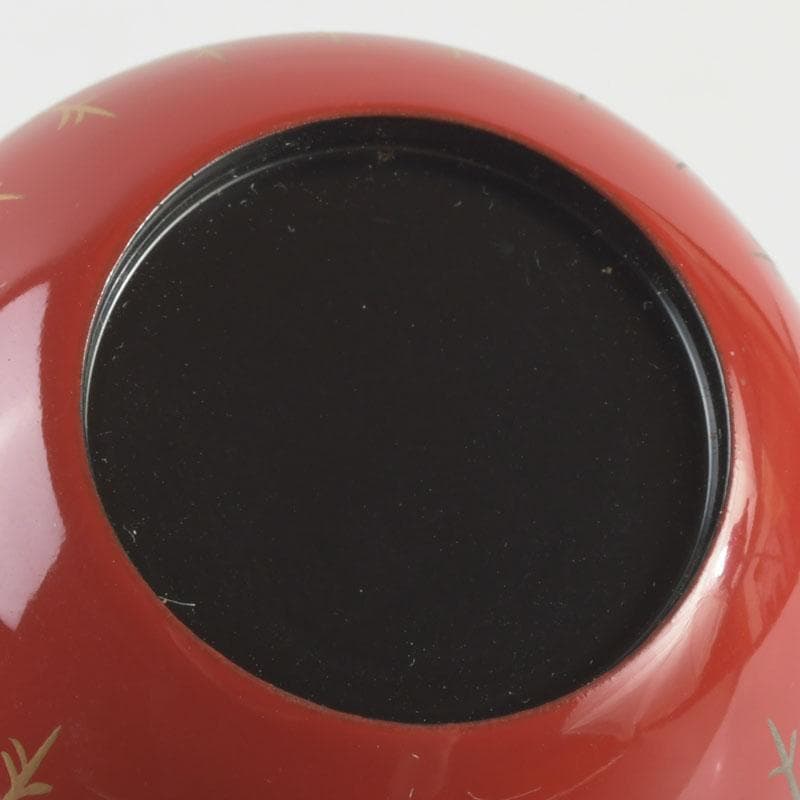 茶道具　京塗師　堀井胡春作　朱塗　柳蒔絵　中棗　共箱　V　9480