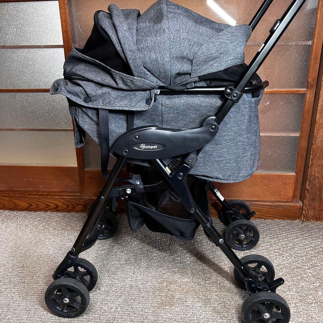 美品 コムペットペットカート　ミリミリライトアルファ　ブラック