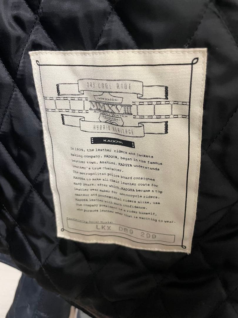 KADOYA K'S LEATHER ネイビーレザージャケット L