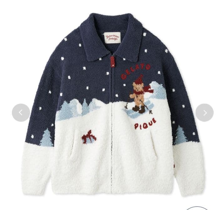 ジェラピケ　スキーベア　ホリデー　ジャガードカーディガン