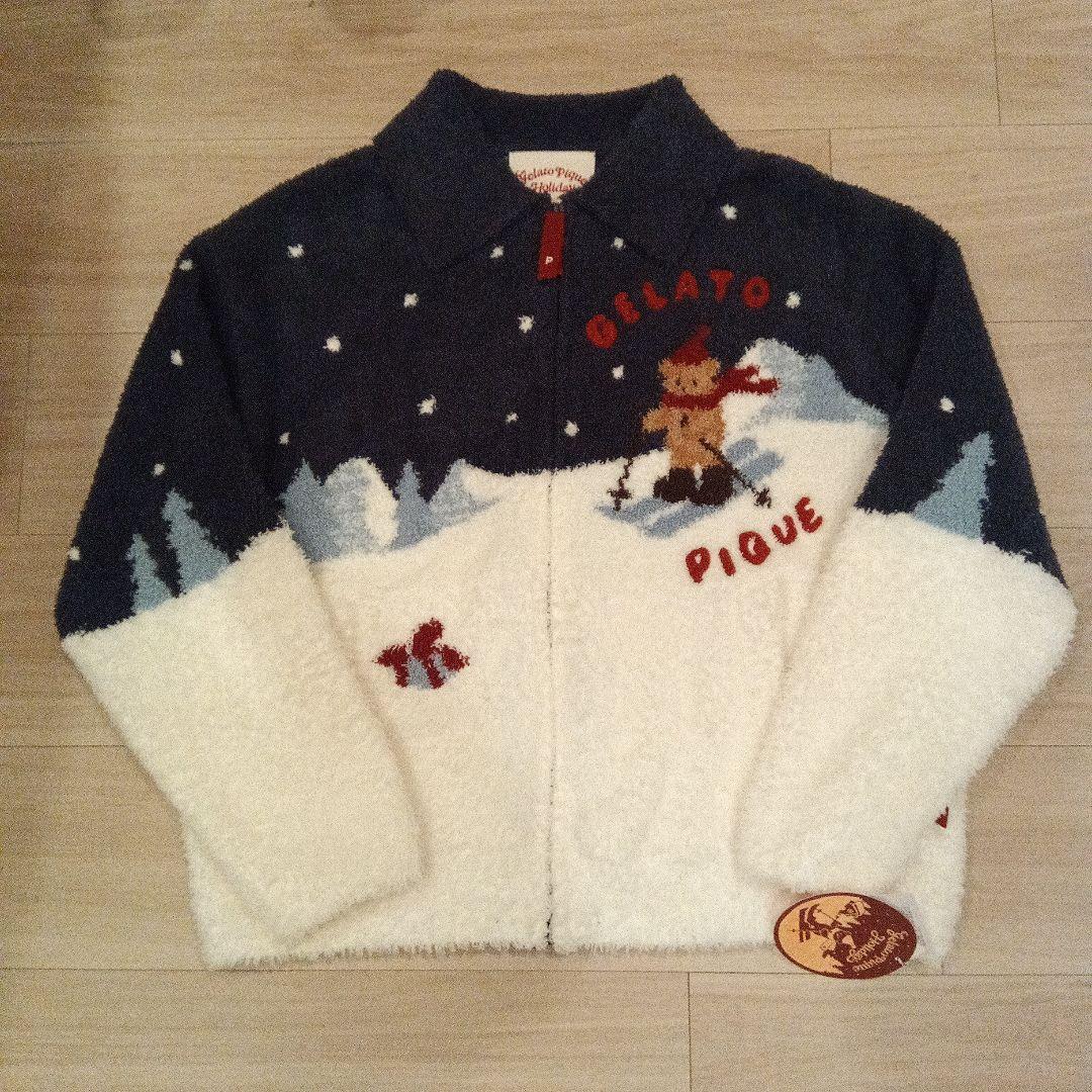 ジェラピケ　スキーベア　ホリデー　ジャガードカーディガン