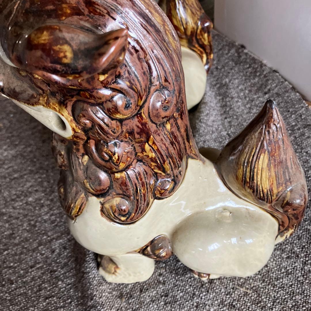 沖縄陶器　胡差焼　シーサー　対　2体　焼物　厄除　守神　陶器