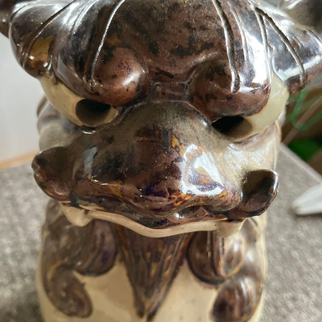 沖縄陶器　胡差焼　シーサー　対　2体　焼物　厄除　守神　陶器