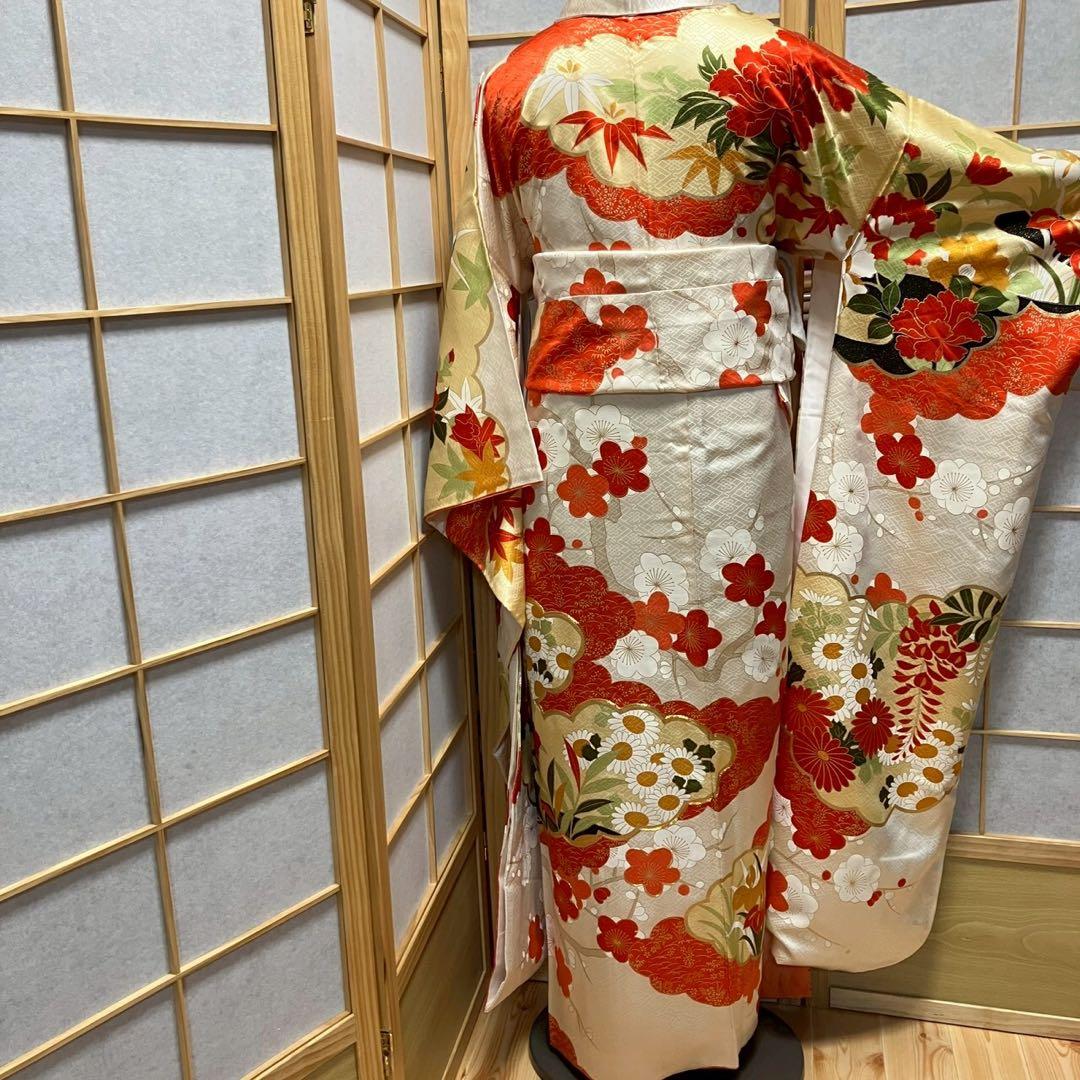 波乗りジョニー様［7180］振袖 草花文 駒刺繍 成人式 卒業式 正絹 着物 袷