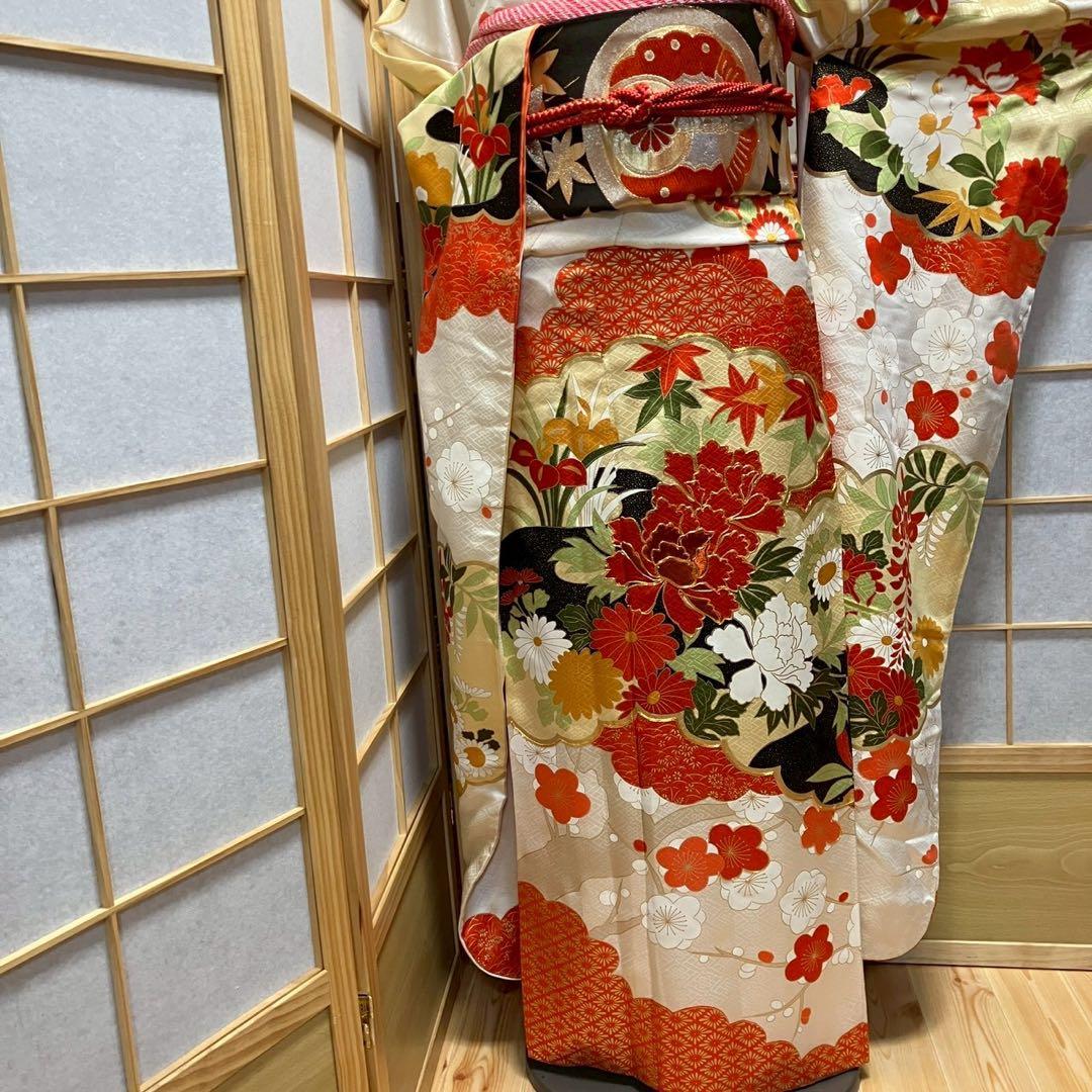 波乗りジョニー様［7180］振袖 草花文 駒刺繍 成人式 卒業式 正絹 着物 袷