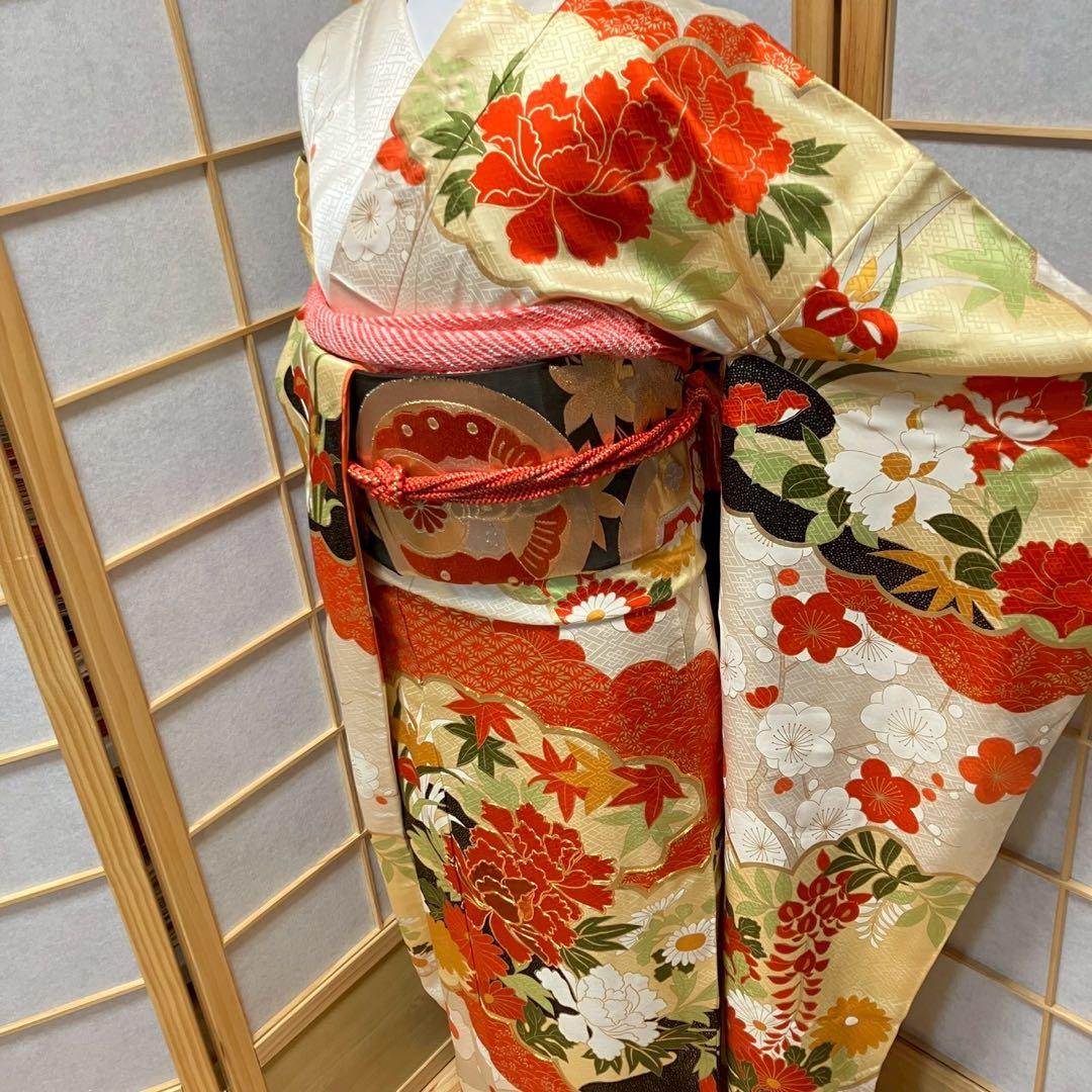 波乗りジョニー様［7180］振袖 草花文 駒刺繍 成人式 卒業式 正絹 着物 袷