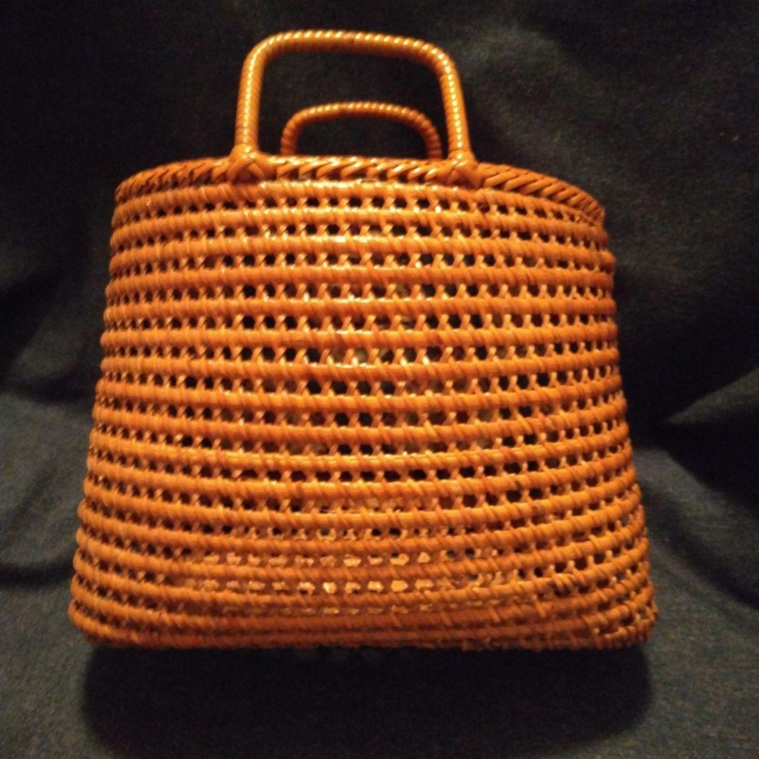 戦前の手提げバック　竹製？ 骨董　和更紗　中古品　アンティーク　着物