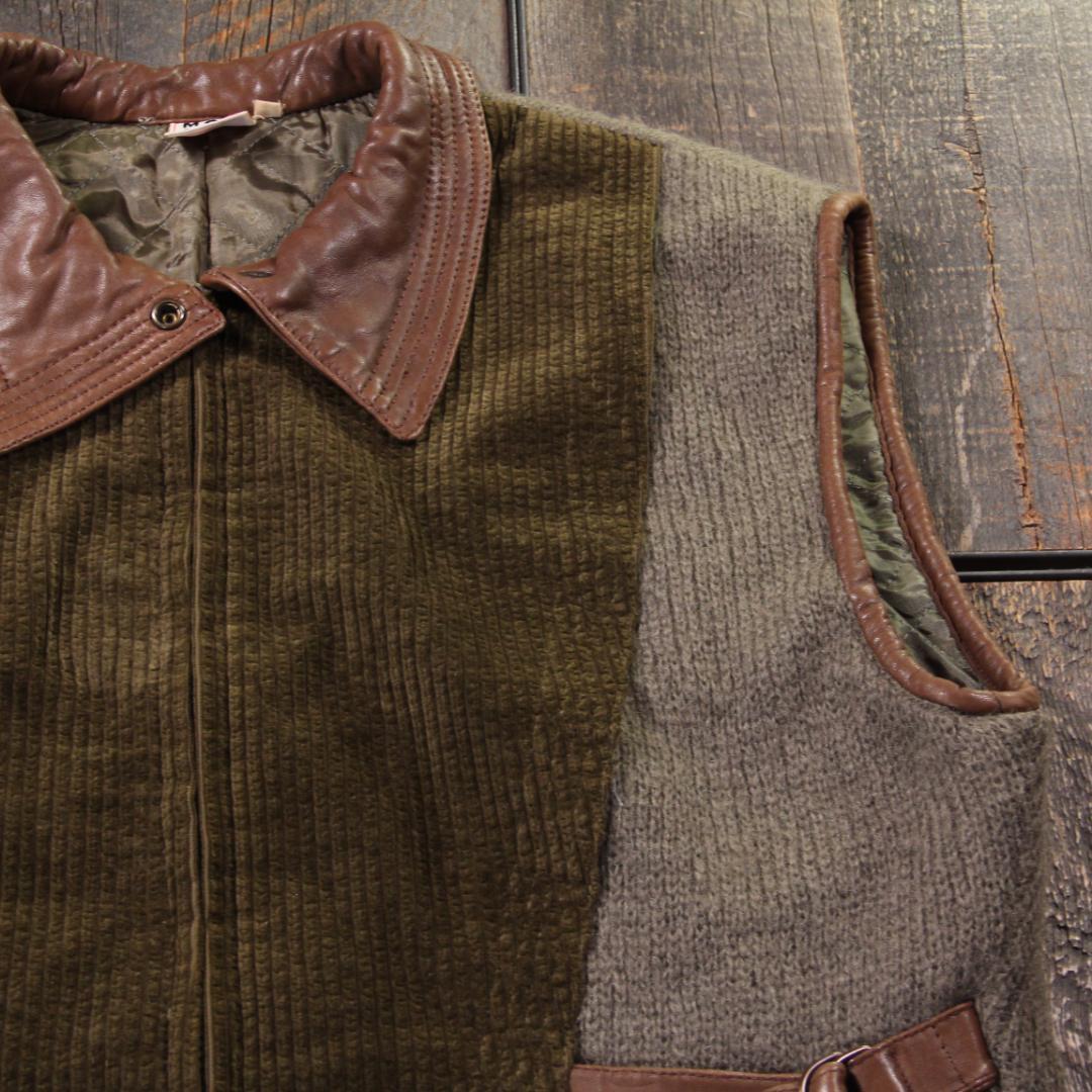 古着　モヘアジレ　ベスト　イタリアヴィンテージ　チョッキ　４６　M カーキ.