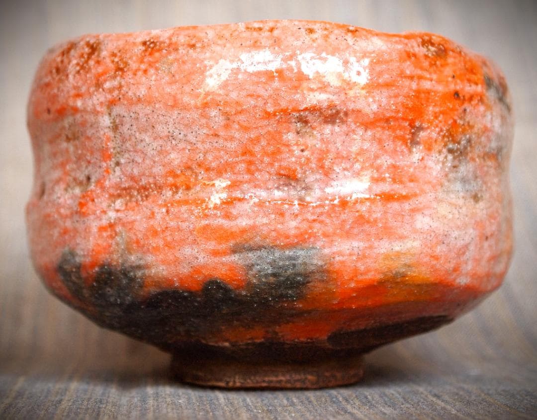 希少作★楽家　九代吉左衞門(了入)★赤楽茶碗★共箱革紐