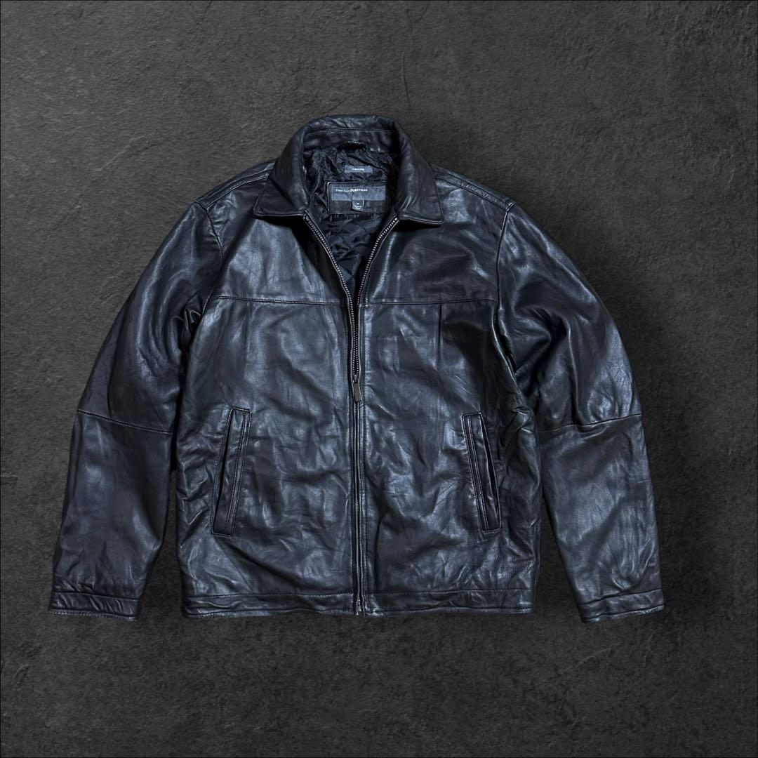 PERRY ELLISペリーエリスPORTFOLIOレザーブルゾンジャケット古着