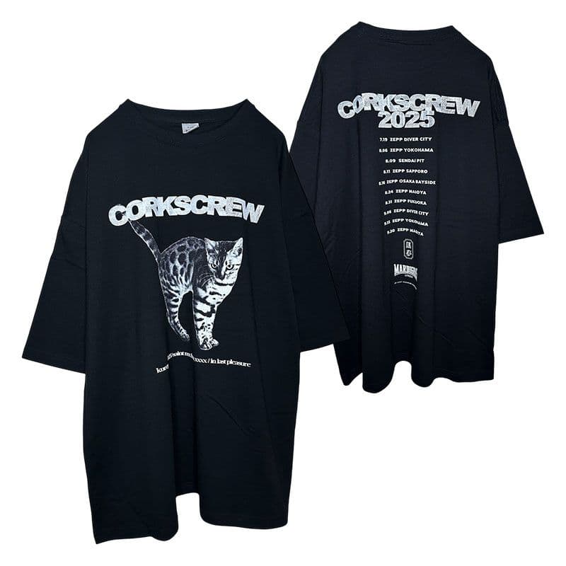 黒夢 MARDIGRAS CORKSCREW 猫Tシャツ Lサイズ