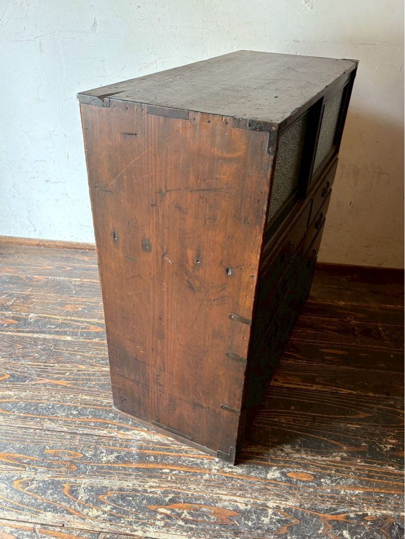 ダイヤガラス ミニ箪笥 インテリア 昭和レトロ 当時物 古道具