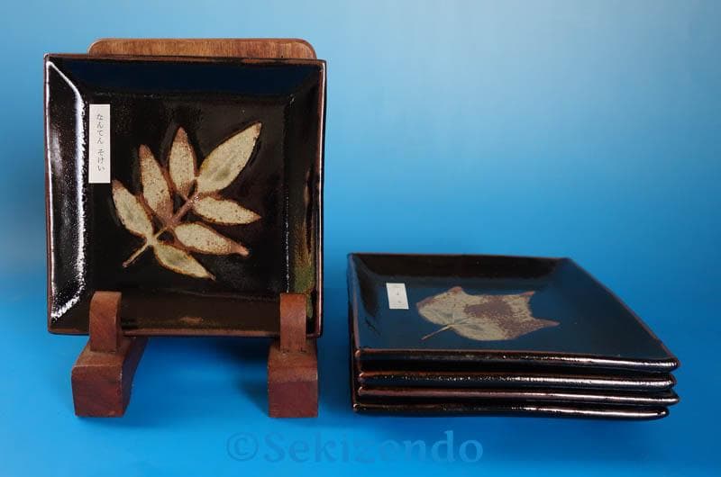 唐津焼　中里太郎右衛門　木の葉文　銘々皿　５枚 中里太郎衛門 ２５４７